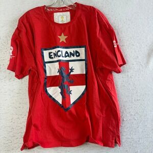 FIFA World Cup Brasil‎ T Shirt Mens XL Red England Soccer Crest Graphic 2014